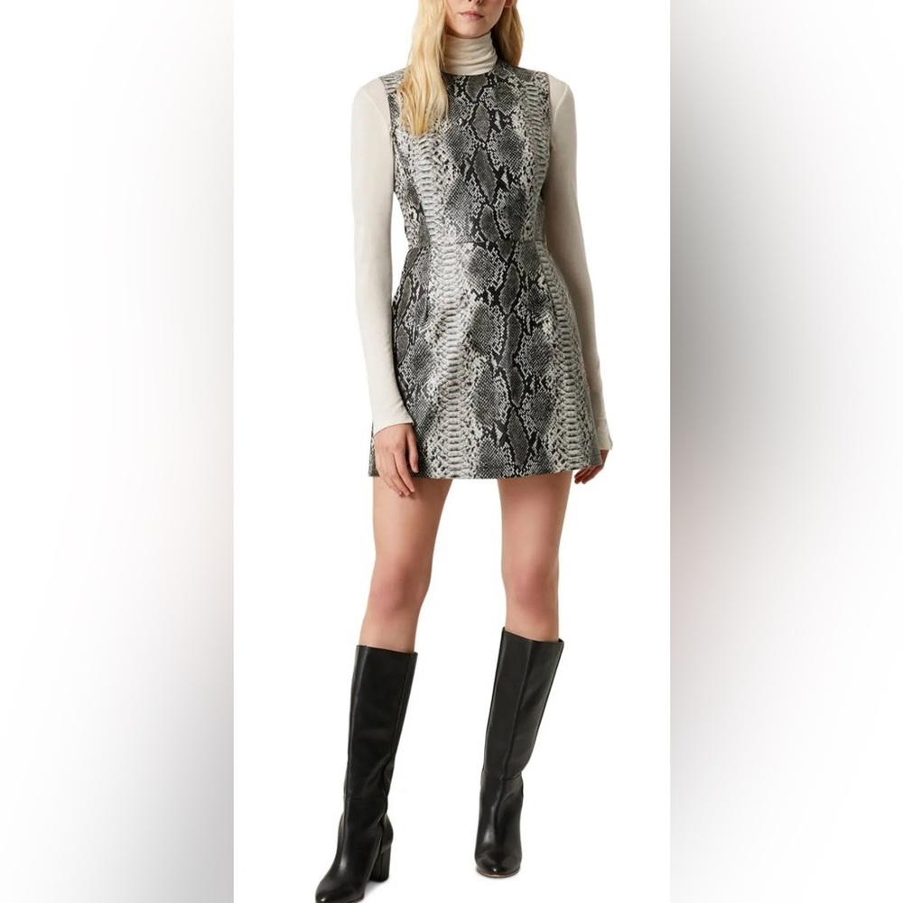 French Connection Grey Snake Print Mini Dress